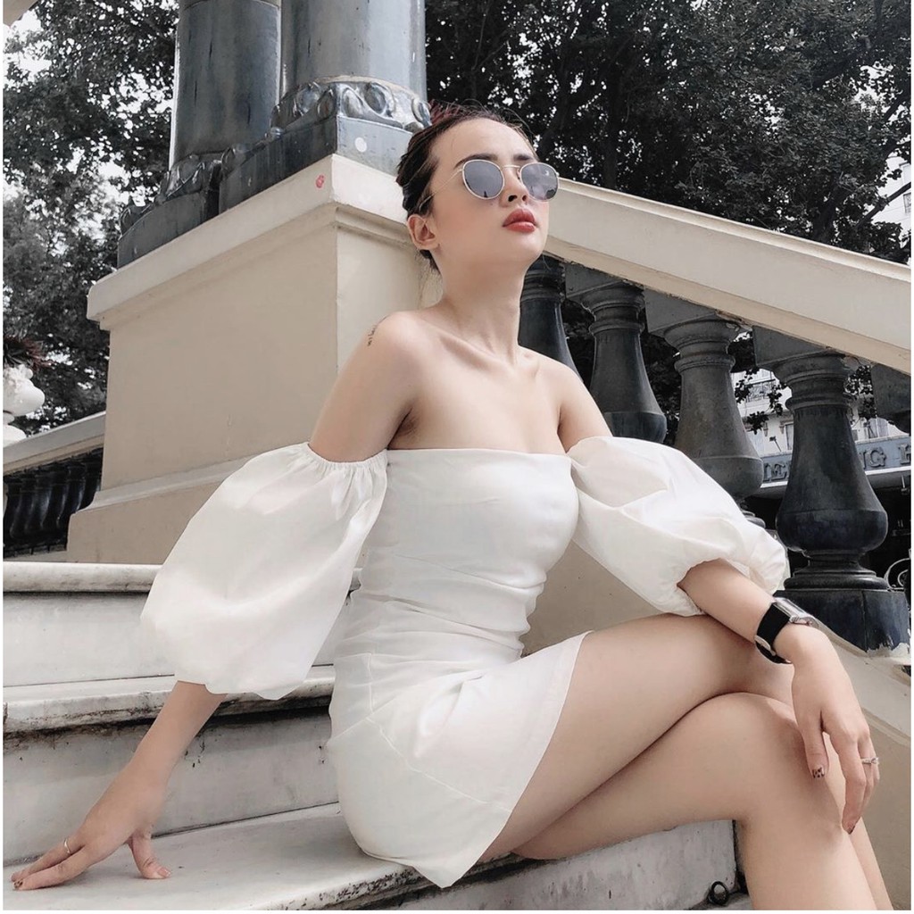 Đầm Ulzzang Trễ Vai Tay Bồng Hàn Quốc 💖FREESHIP💖 váy trễ vai nữ hottrend TM00123 | BigBuy360 - bigbuy360.vn