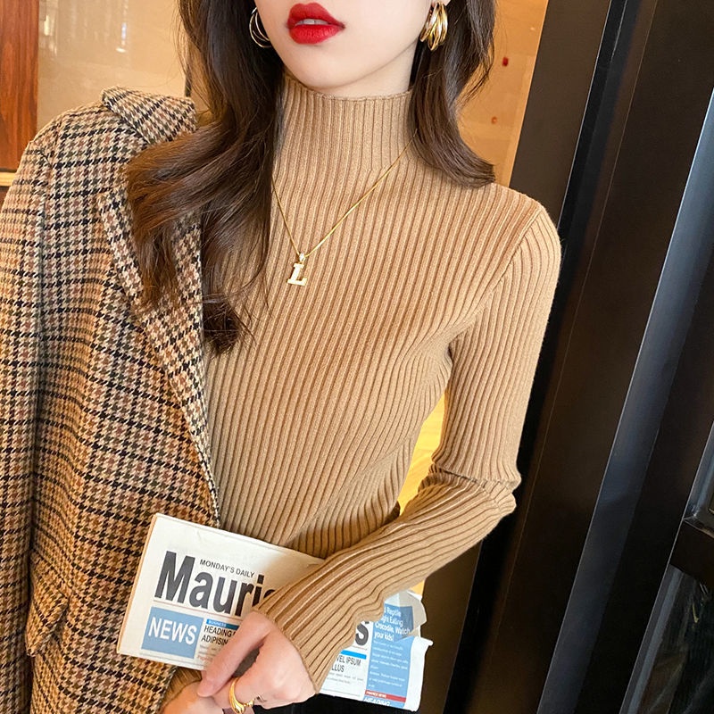 Áo Dệt Kim Cổ Lọ Thời Trang Thu Đông Phong Cách Hàn Quốc Mới Cho Nữ