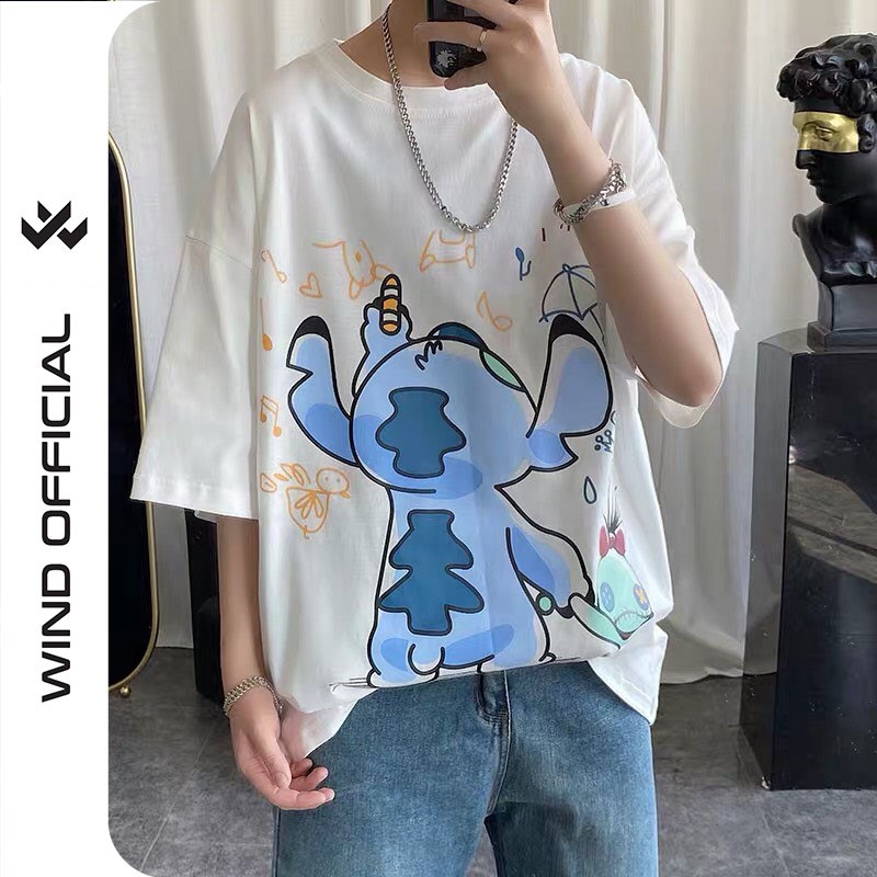 [Mã FAMAYWA2 giảm 10K đơn 50K] Áo thun tay lỡ unisex Wind phông form rộng Hoạt Hình Vẽ Tranh nam oversize ulzzang