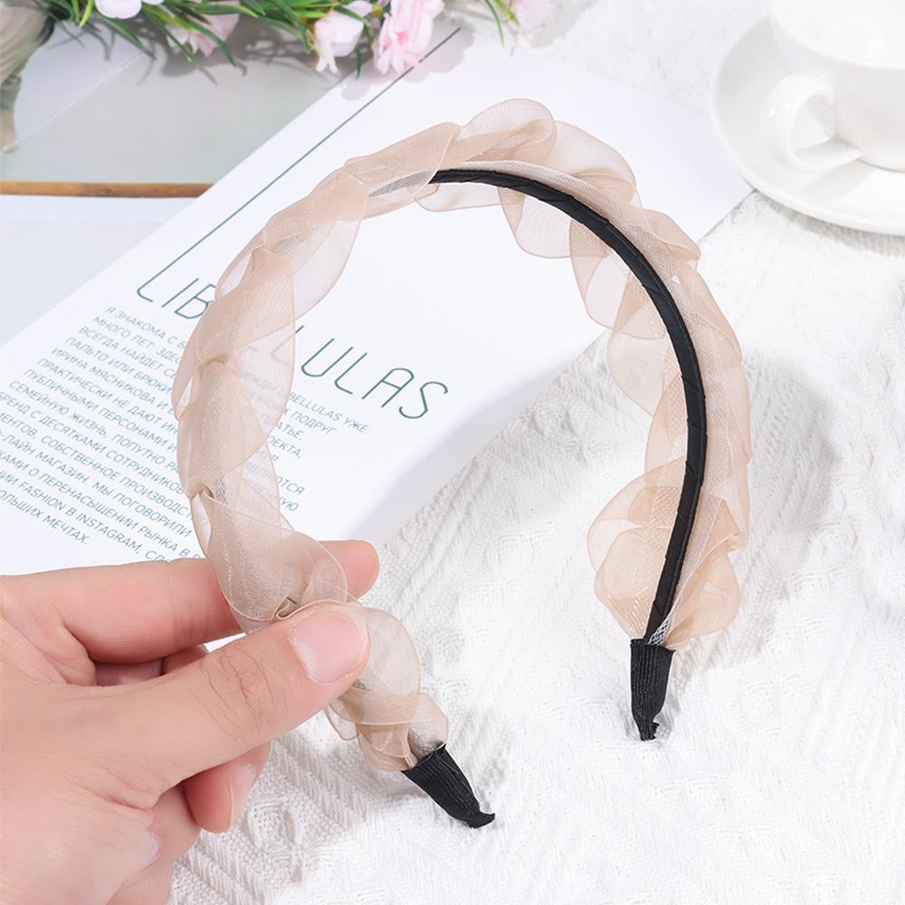 Băng Đô Cài Tóc Bản Rộng Phối Ren Phong Cách Hàn Quốc