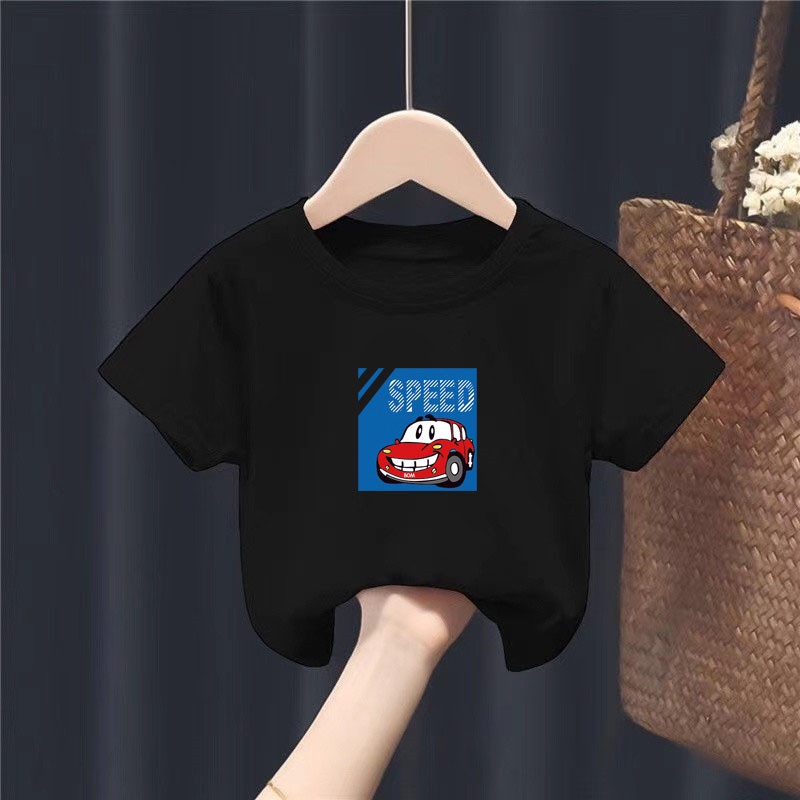 Áo Thun 100% Cotton Tay Ngắn Thoáng Khí In Họa Tiết Hoạt Hình Thời Trang Mùa Hè Cho Bé