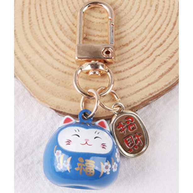 Móc khoá lục lạc mèo may mắn Maneki-neko size 2.3cm