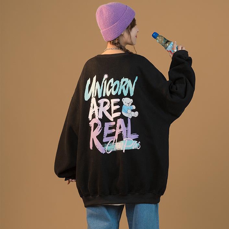 IELGY    Áo sweater Cổ Tròn Phong Cách Thời Trang Đường Phố Cho Nữ