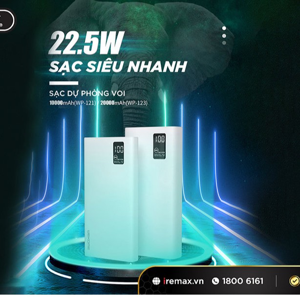 Sạc dự phòng sạc nhanh, thiết kế hiện đại nhỏ gọn tiện ích, tích hợp nhiều cổng sạc, Hàng chính hãng, Bảo hành