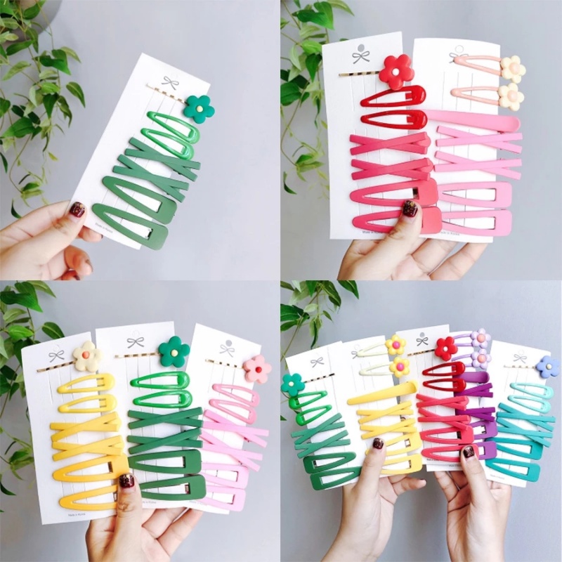Set 7 Kẹp Tóc Kim Loại Hình Hoa Màu Sắc Ngọt Ngào Cho Nữ