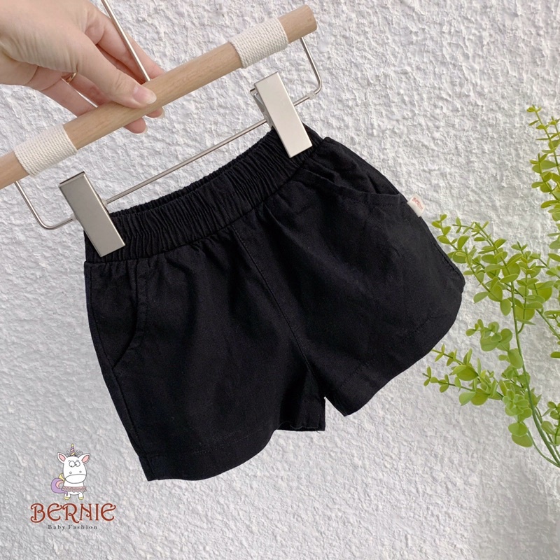 Bộ bé trai Bernie cộc tay đũi hàn cổ ve túi ngực quần đùi linen cao cấp cho bé 9-22kg - 20B037