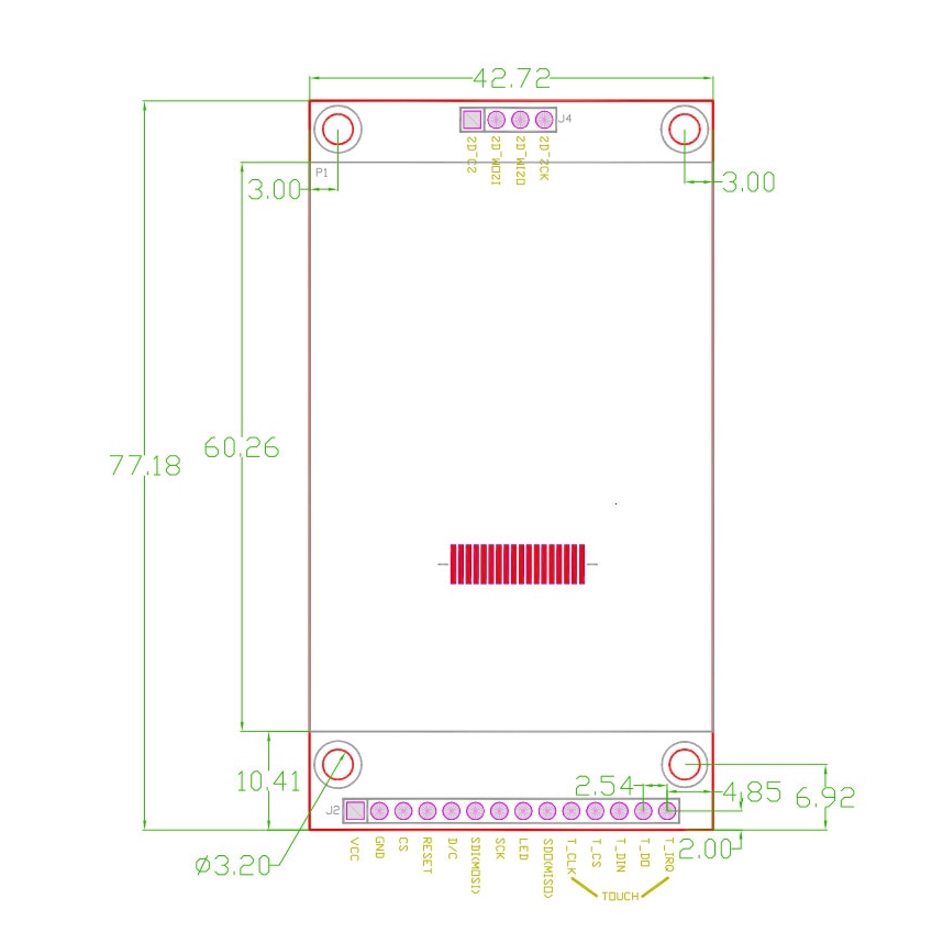 Mô Đun Chuyển Đổi Tzt 2.4 "240X320 Spi Tft Lcd + 5v / 3.3v Pbc