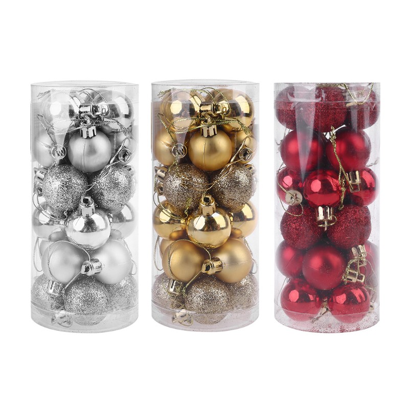 Set 24 Quả Châu 3cm Trang Trí Cây Thông Noel
