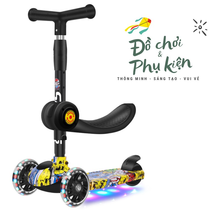 Xe trượt scooter cao cấp GRAFFITI 2 trong 1 cho bé 2-14 tuổi