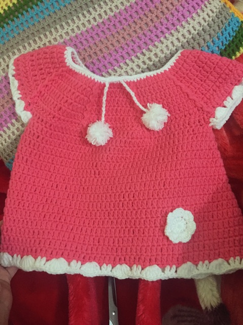 Set áo mũ len cho bé gái 1-2 tuổi