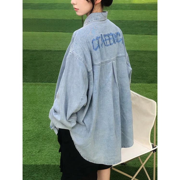 Áo Khoác denim Dài Tay Thêu Họa Tiết Phong Cách retro Thời Trang Cho Nữ