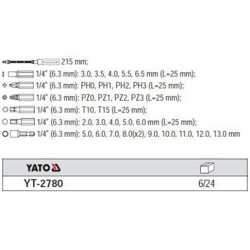 BỘ TUA VÍT DẺO ĐA NĂNG YATO 31 CHI TIẾT YT-2780