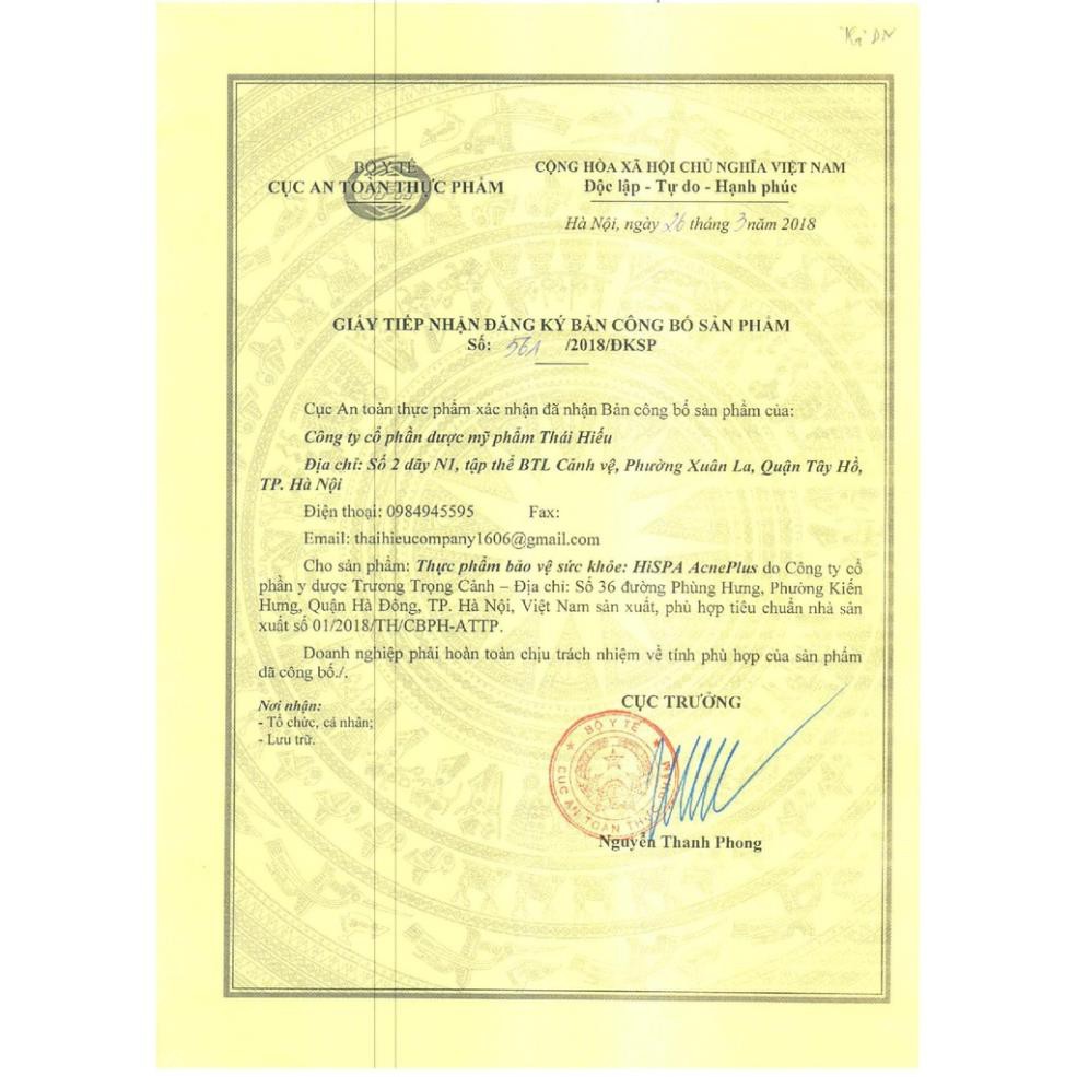 Viên uống hỗ trợ Trị mụn đầu đen, kiềm dầu, nám dứt điểm tận gốc làm đẹp sáng da từ bên trong giúp thải độc HiSPA AcnePl | BigBuy360 - bigbuy360.vn