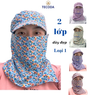 Mũ nón chống nắng trùm đầu có khẩu trang 2 lớp cotton thoáng mát và thấm mồ hôi