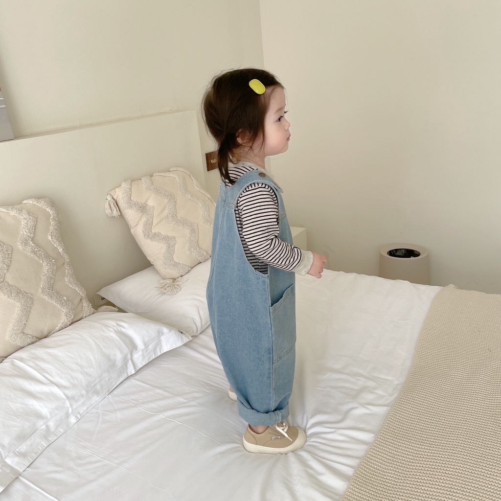 Yếm jean bé trai bé gái Batala kids yếm bò trẻ em dáng dài, dáng hàn đi học đi chơi cho bé từ 11-25kg YMDAI