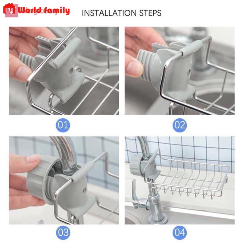 Kệ để đồ rửa chén đa năng inox_lắp đặt đơn giản canh vòi rửa tiện lợi