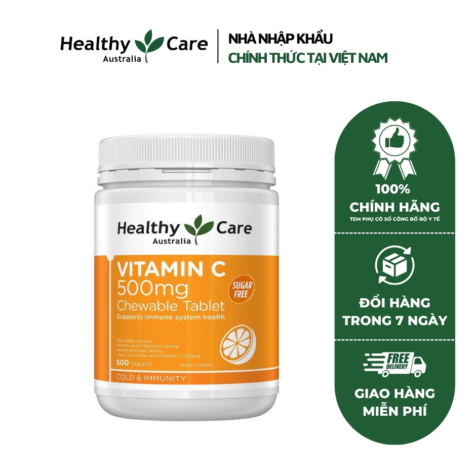 Mã BMLT30 giảm đến 30K đơn 299K Viên nhai Vitamin C Healthy Care 500v date