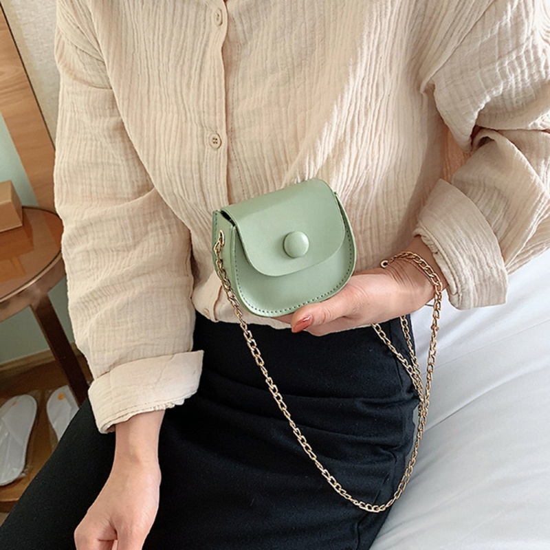 Túi Đeo Chéo Mini Bằng Da PU Màu Trơn Thời Trang Cho Nữ