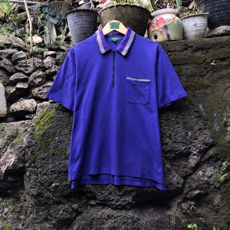 Áo Thun Polo Màu Tím Kenzo Size XL Chính Hãng