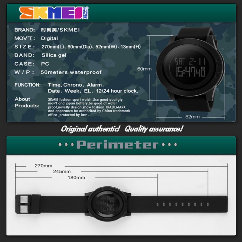 VN SKMEI Men's Sport Casual LED Digital Date Waterproof Quartz Analog Wristwatches