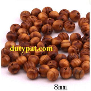 33 hạt gỗ tròn Vân nâu size 8mm