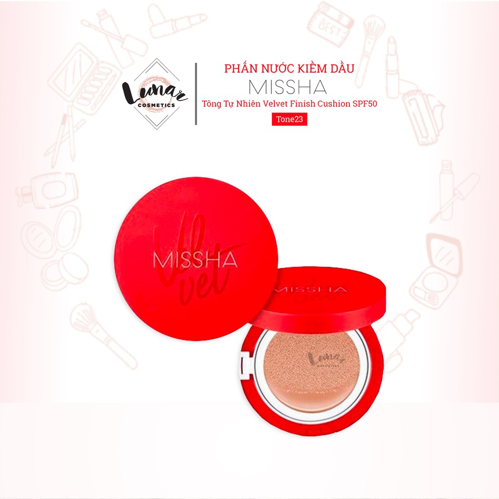 Phấn Nước Missha Kiềm Dầu Tông Tự Nhiên Vỏ Đỏ Velvet Finish Cushion SPF50 PA+++ Tone 23