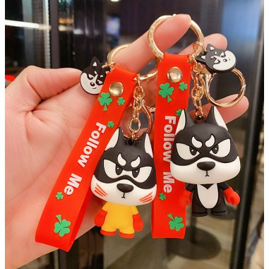 Móc khoá chó husky MKDT58 khoá dẹt ngựa thần hoa quả