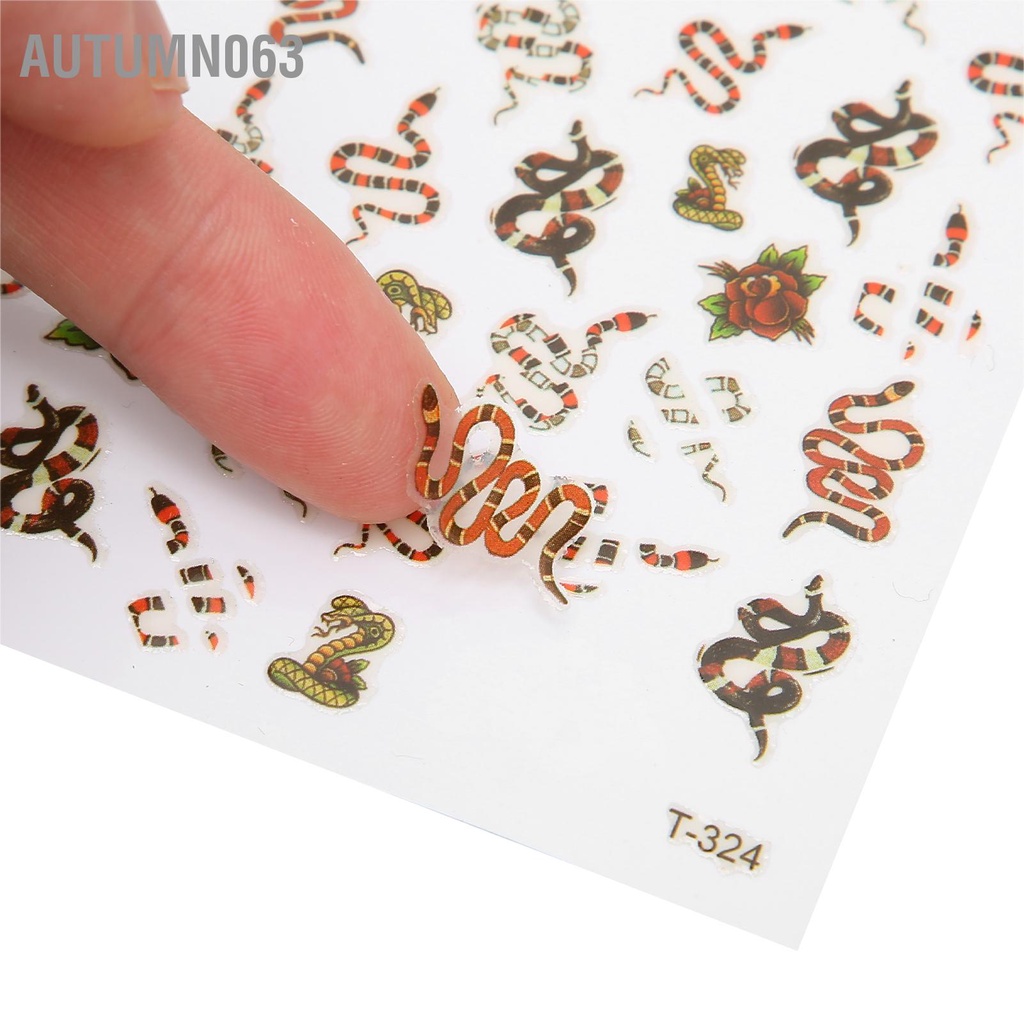 Autumn063 5 Cái Dán Móng Tay Nghệ Thuật Mô Hình Con Rắn Tự Keo Đề Can Trang Trí Làm Nguồn Cung Cấp
