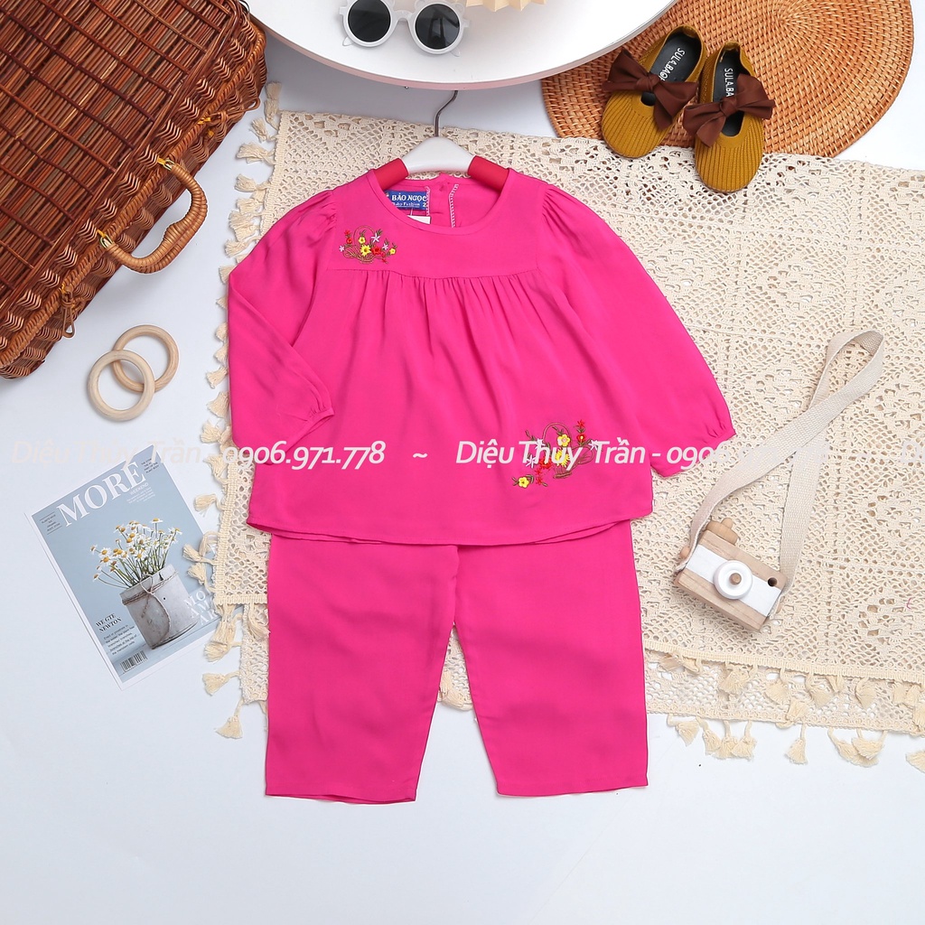 Bộ tay dài 7kg-20kg Thương hiệu Bảo Ngọc cho bé gái. Chất vải Việt Thắng thấm hút mồ hôi rất tốt.