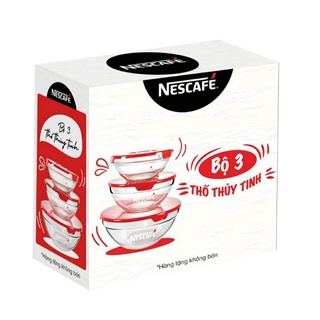 bộ 3 thố thủy tinh( hàng tặng nescafe)