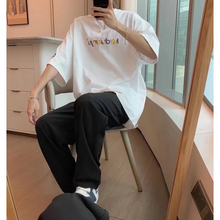 Áo Thun Tay Lỡ Cổ Tròn In Chữ Màu Sắc Thời Trang Mùa Hè Cho Nam M-8XL 2022