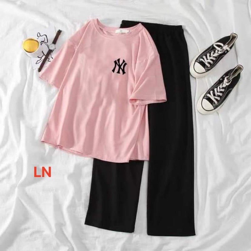 Sét áo logo N Y + quần rộng dài TH6