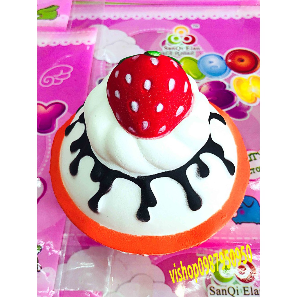 ĐỒ CHƠI SQUISHY BÁNH KEM DÂU ĐẸP