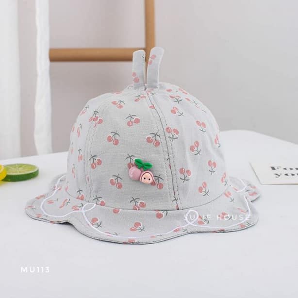 Mũ rộng vành cherry có dây - MU113