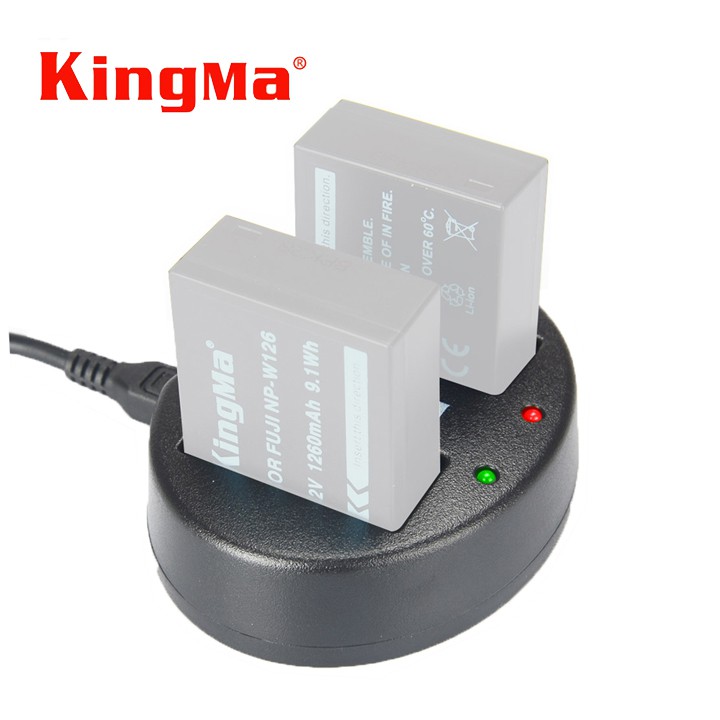 Sạc pin đôi cổng usb NP-W126 KingMa cho Fujifilm XT100 XT30 XT20 XT10 XT3 XT2 XA10 XA5 XE3 XA1 XE3 XE1 XPro3 XPro2 X100V