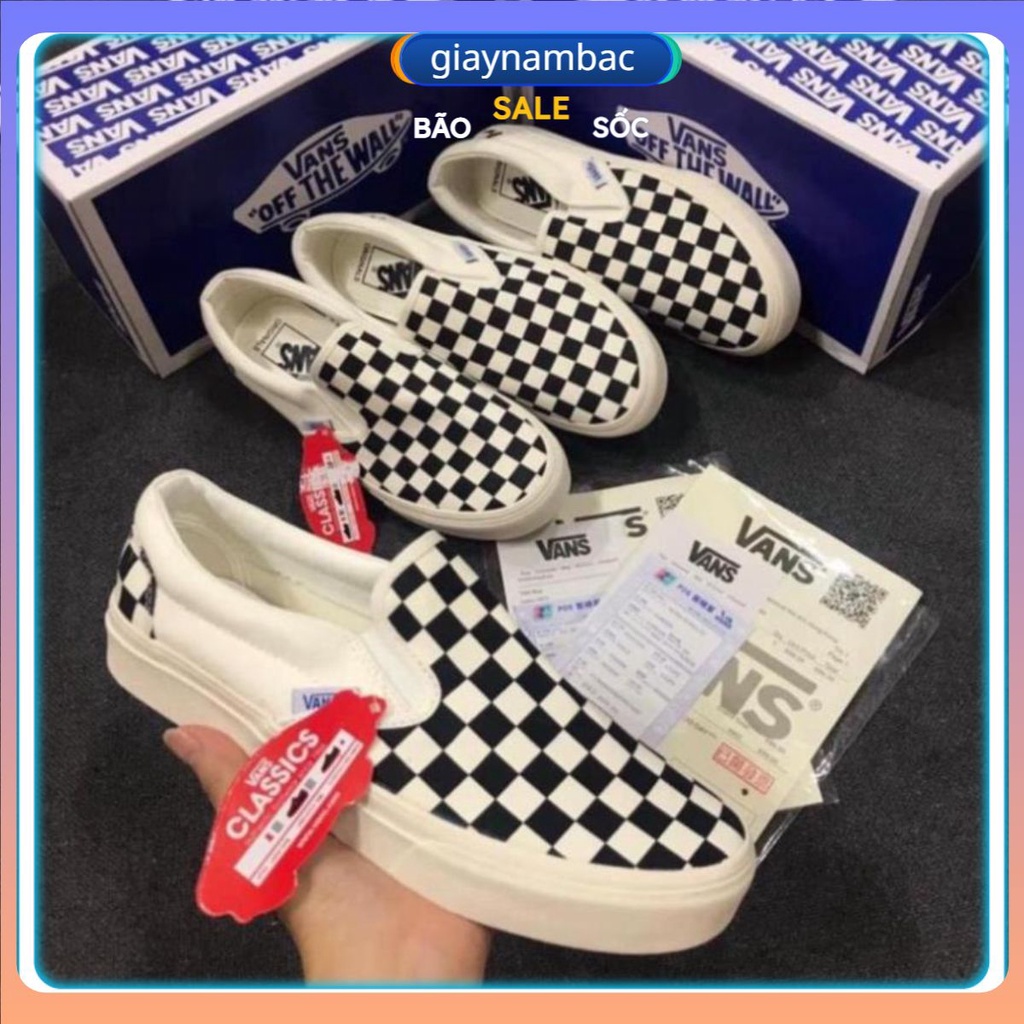 ✅xả kho✅ Giày thể thao vans caro lười van dán fog buộc giây nam nữ đủ size 36 đến 43 bản đẹp hàng fuill box bill