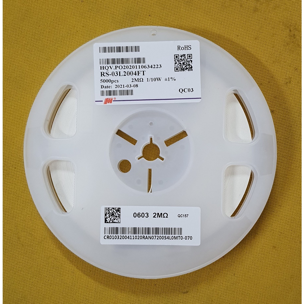 100  TRỞ DÁN 0603 1% TỪ 360K, 390K, 430K, 470K, 510K, 560K, 680K, 820K, 910K, 1M, đến 2M.