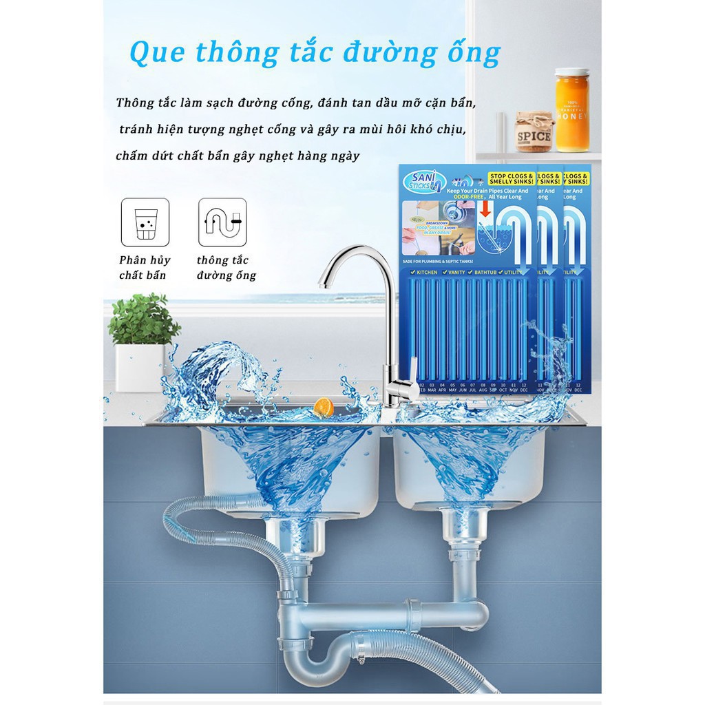 Vỉ 12 que thông cống loại mới