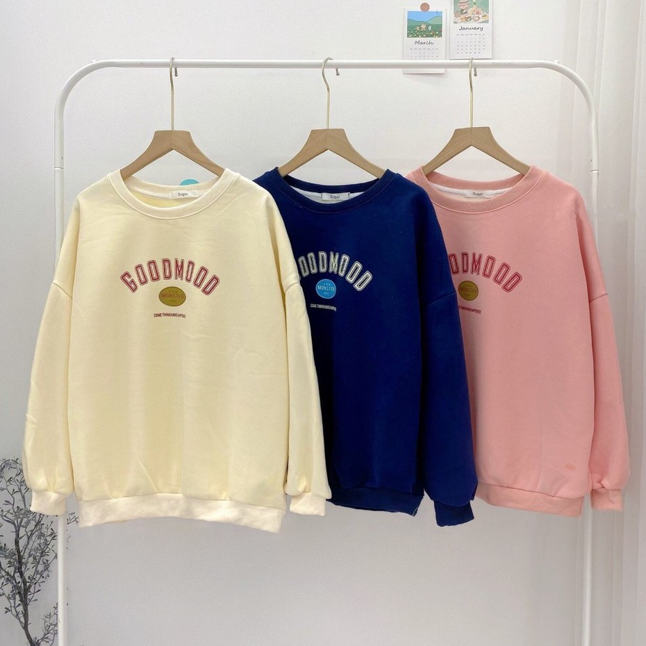 Áo hoodie nữ cổ tròn dài tay chất nỉ dày chữ Good Mood Friday | BigBuy360 - bigbuy360.vn