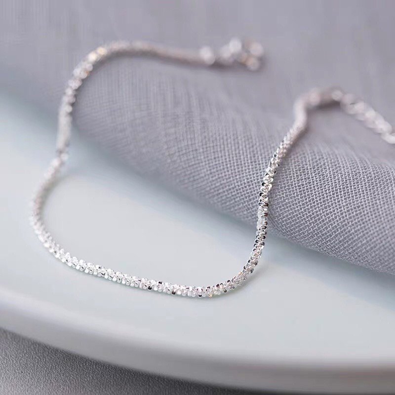 Lắc tay bạc nữ HELINO vòng tay dây xù bắt sáng, thời trang phụ kiện trang sức nữ V05