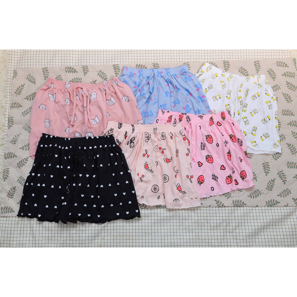 Quần Short thun xòe nhiều hoạ tiết cạp chun, Quần ngủ vải cotton mịn mát co giãn QS0755 - NhiNhi Shop