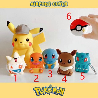 Vỏ bọc bảo vệ hộp sạc tai nghe Bluetooth Apple Airpods bằng chất liệu silicon TPU hình thú Pokemon dễ thương
