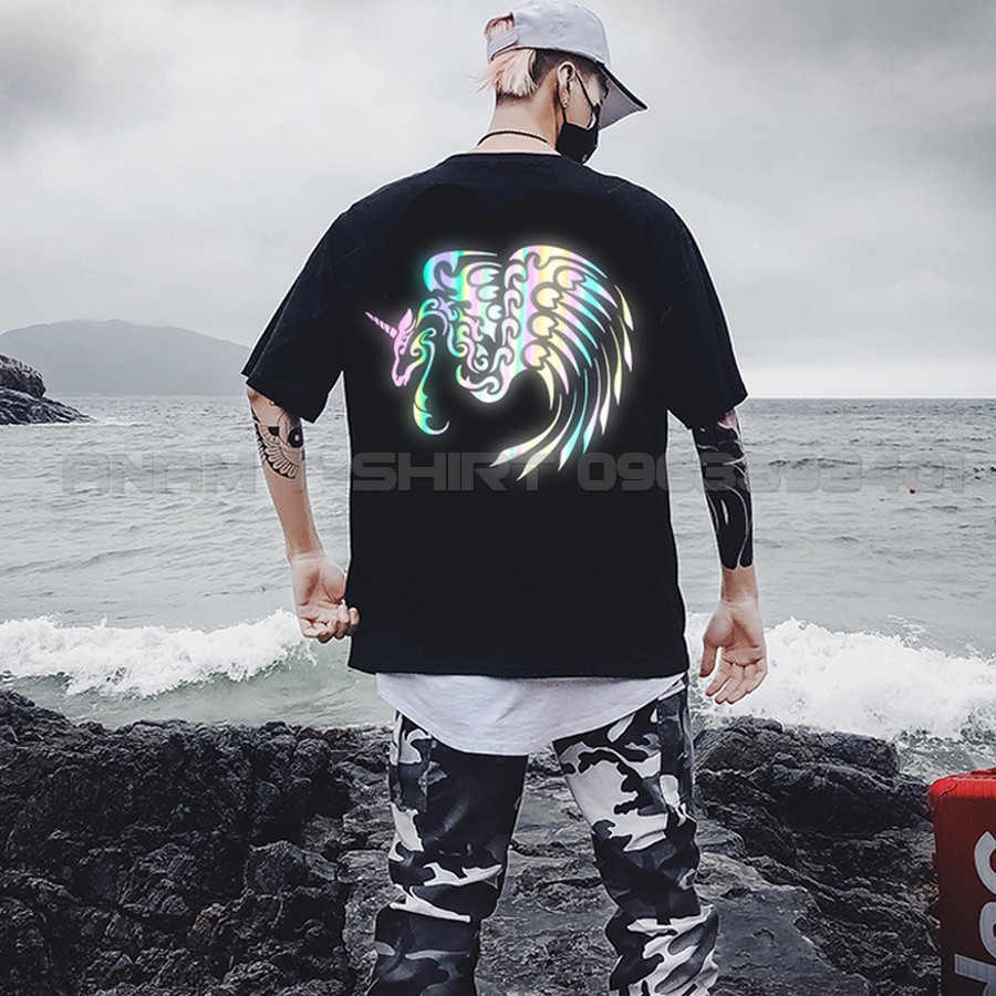 ÁO THUN PHẢN QUANG 7 MÀU TAY LỠ NAM NỮ NGỰA 1 SỪNG