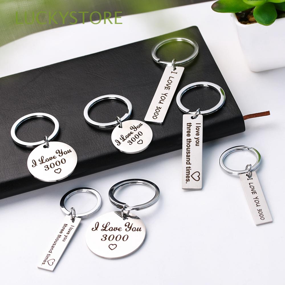 Móc khóa kim loại khắc chữ I Love You 3000 xinh xắn tiện dụng