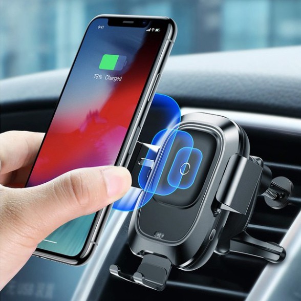 Đế sạc nhanh không dây trên ô tô Baseus công xuất 10W cảm biến thông minhchuẩn Qi cho iphoneX,iphone8,SamsungS9,Note8