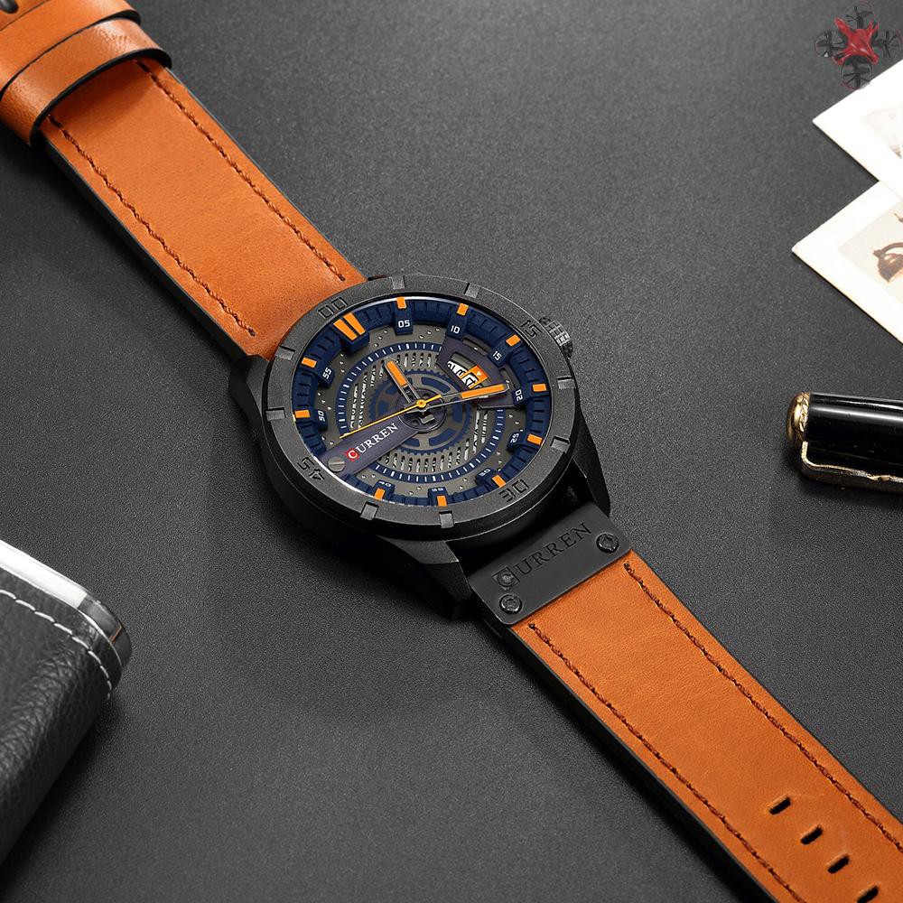 CTOY CURREN Fashion Genuine Leather Men Watches 1ATM Life Water-resistant Quartz Casual Man Watch Relogio Musculino