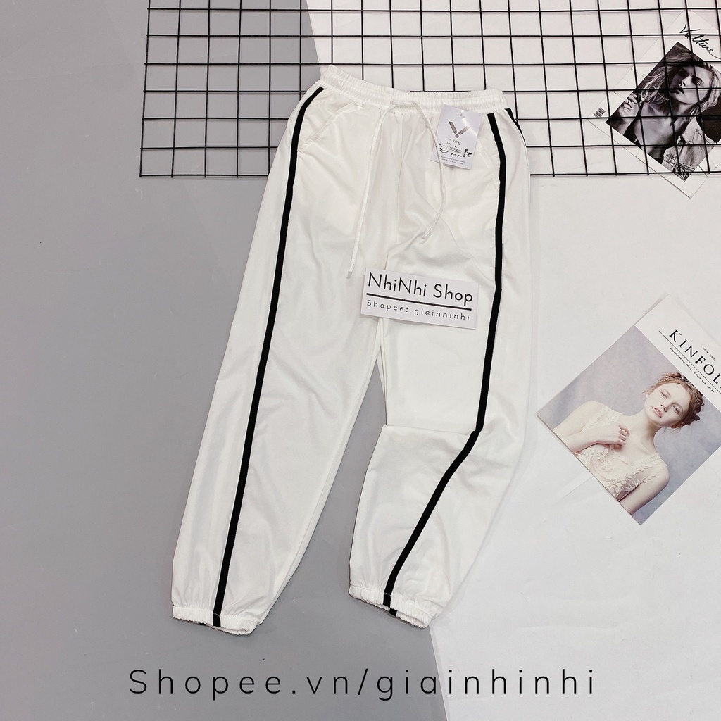 Quần thể thao 1 sọc bo ống siêu mát, Quần dáng bom ống bo cạp chun QS082 - NhiNhi Shop