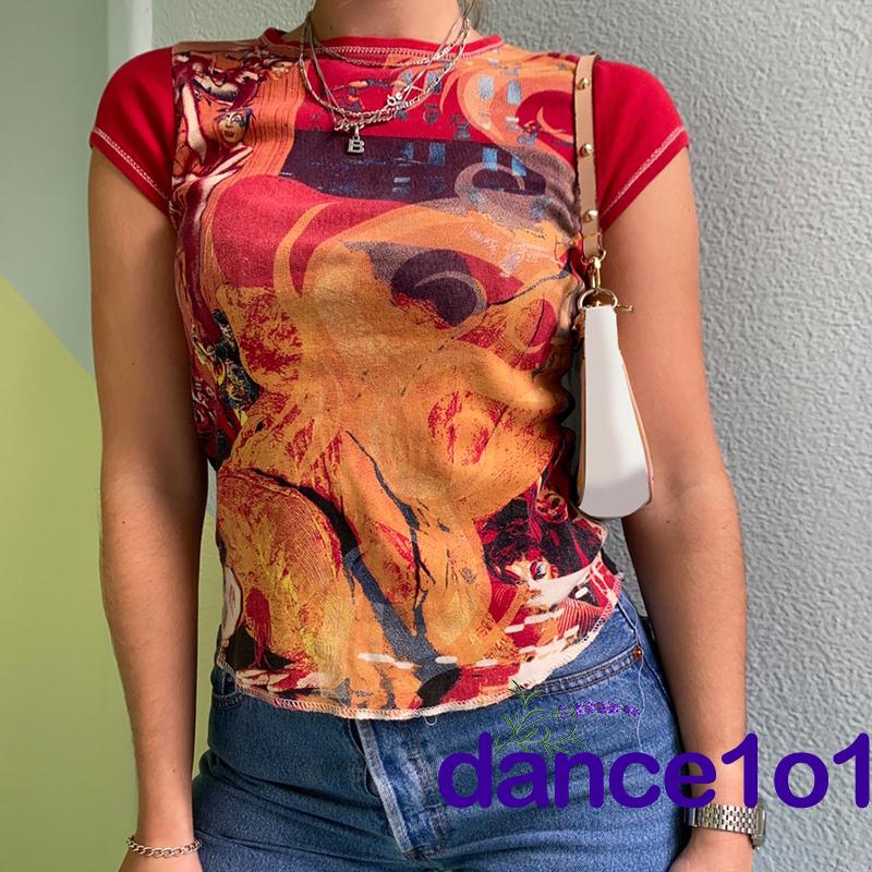 Áo Thun Nữ Tay Ngắn In Chữ Y2K Esthetic