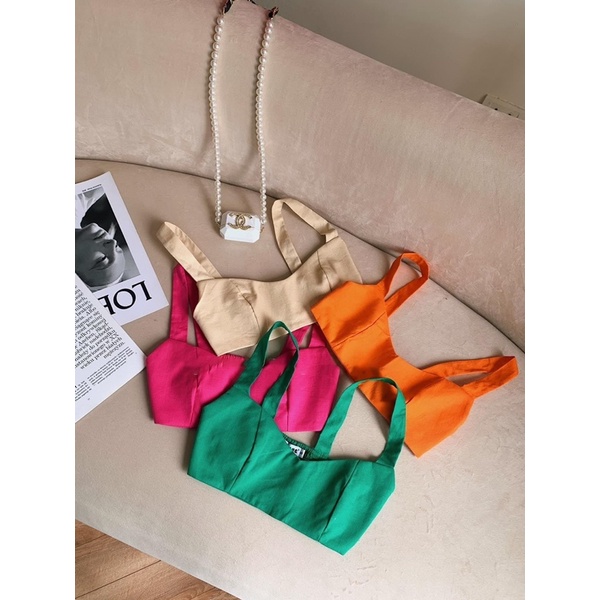 Set 3 món cực cá tính áo sơ mi phối áo dây croptop kèm quần short