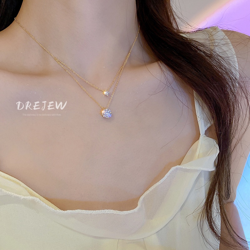 DREJEW Dây Chuyền Mặt Hình Học Mạ Vàng Thật Mạ Điện Zircon Phong Cách Nhật Hàn Thời Trang Chất Lượng Cao Dễ Phối Đồ